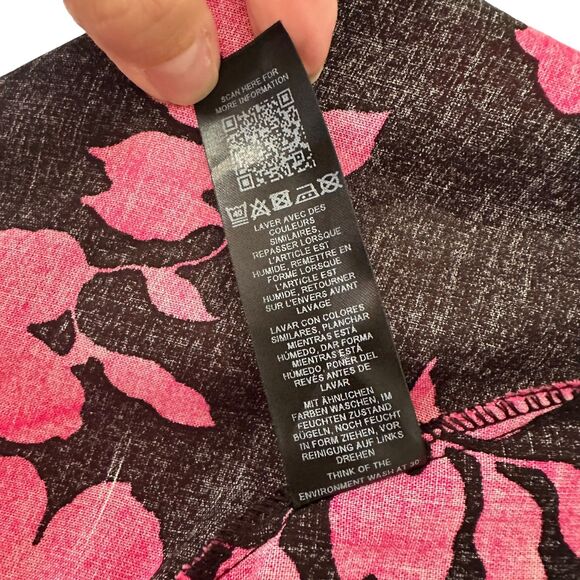 ASOS Design Curve Black Pink Floral Asymmetrical Ruched Midi Skirt Size 16 - Picture 9 of 9